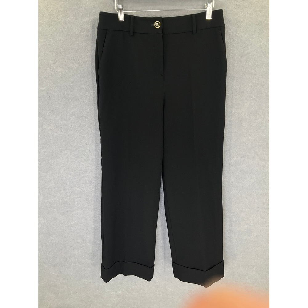 Talbots Black Cuffed Cropped Dress Pants Womens Size 10 Office Preppy